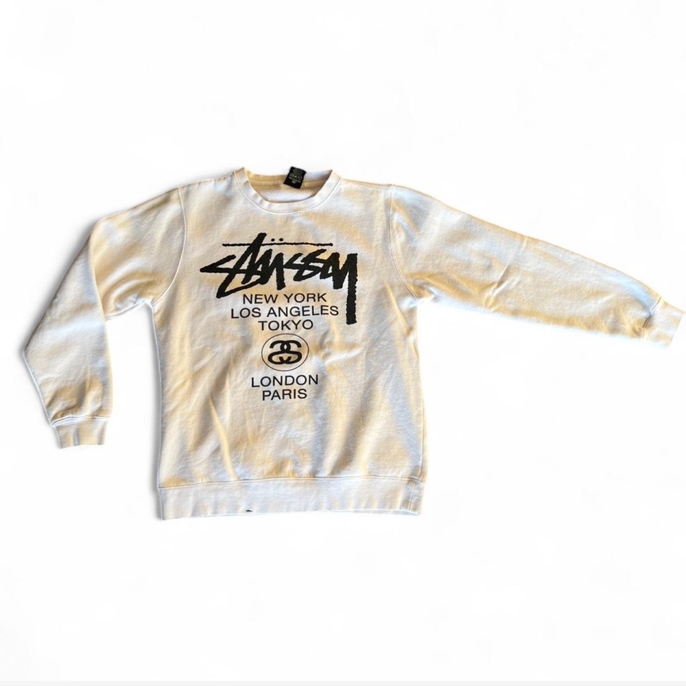 Stussy White Crewneck Sweater Casual Streetwear